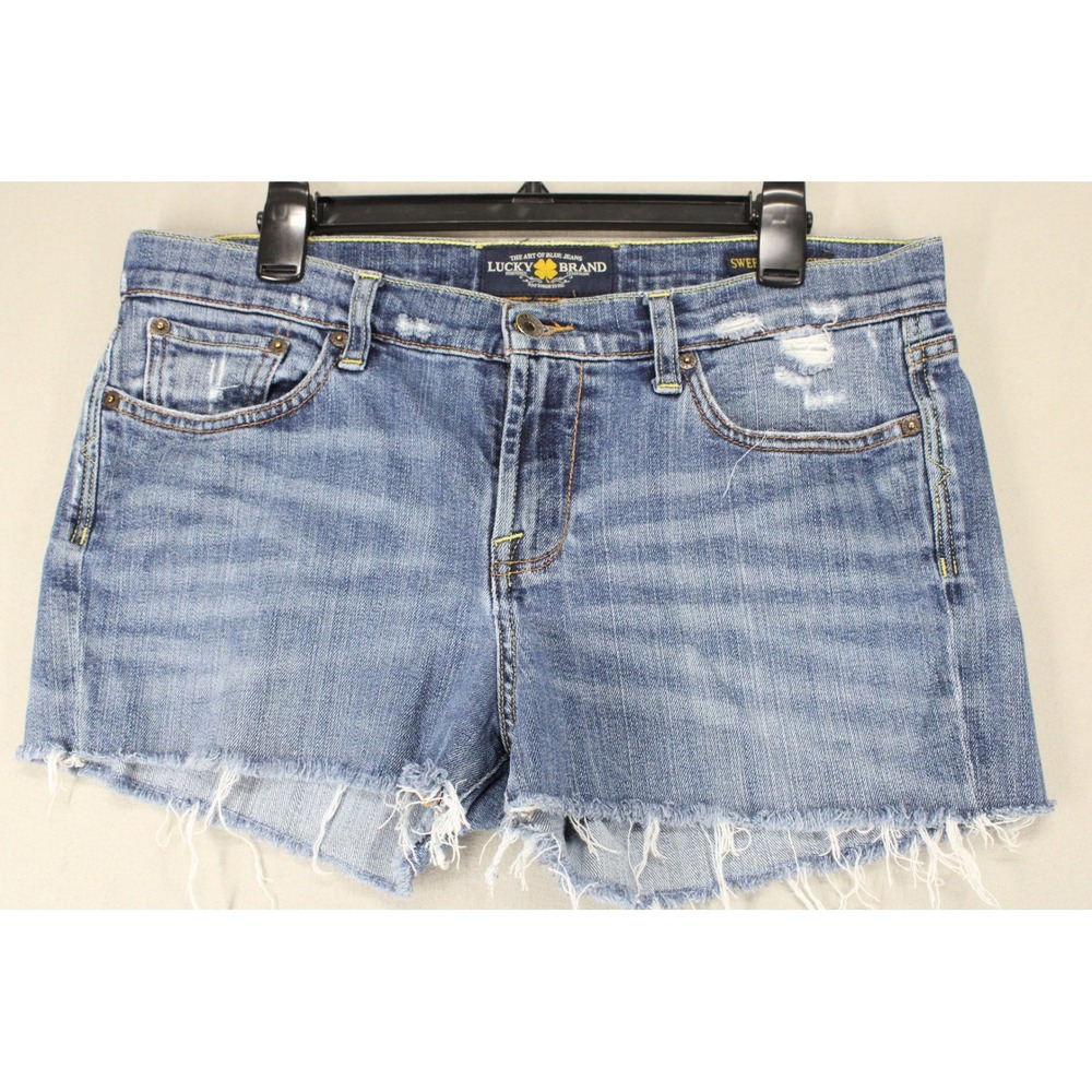 Lucky Brand Jean Shorts Sweet N Straight Women 10 Raw Hem 2" Inseam